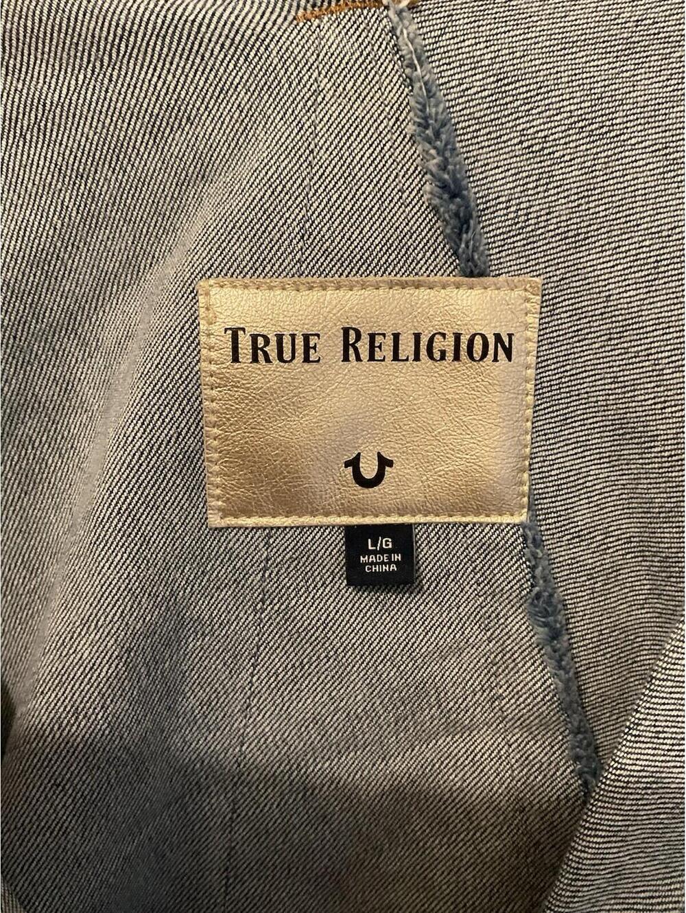 True Religion Washed Blue Oversized Denim Jacket - Picture 2 of 10